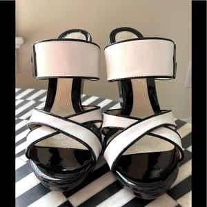 L.A.M.B “Sandra” black & white sandals